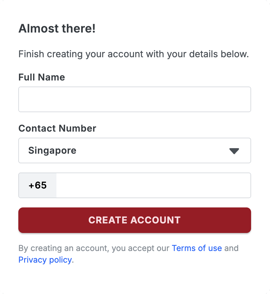 Step 3 : Fill in your Full Name and Contact Number