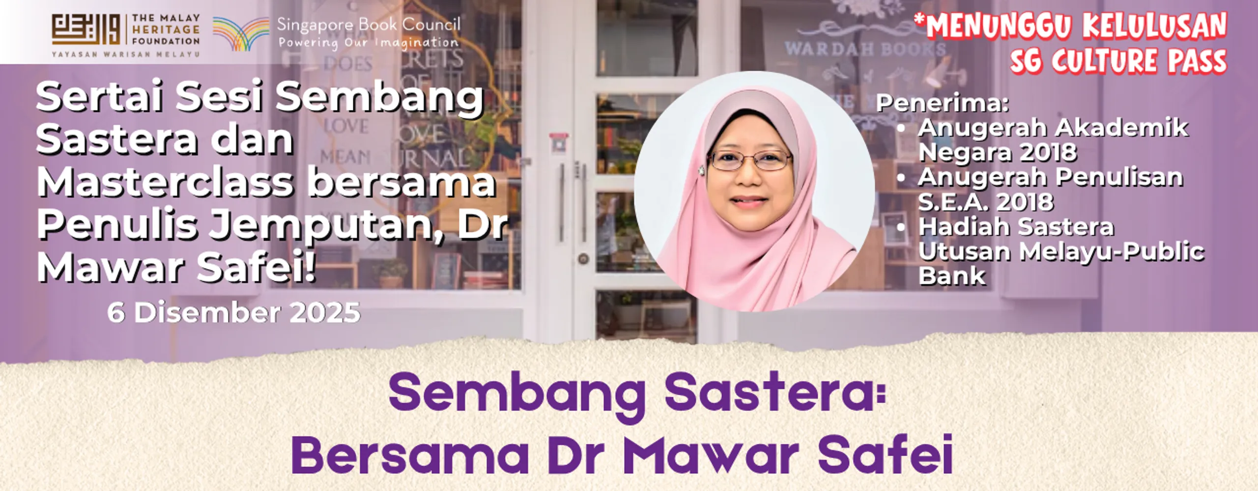 Sembang Sastera: Bersama Dr Mawar Safei / Fireside Chat: With Dr Mawar Safei